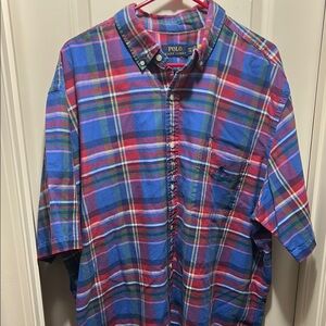 Polo by Ralph Lauren Blue and Red Casual Button Down Shirt